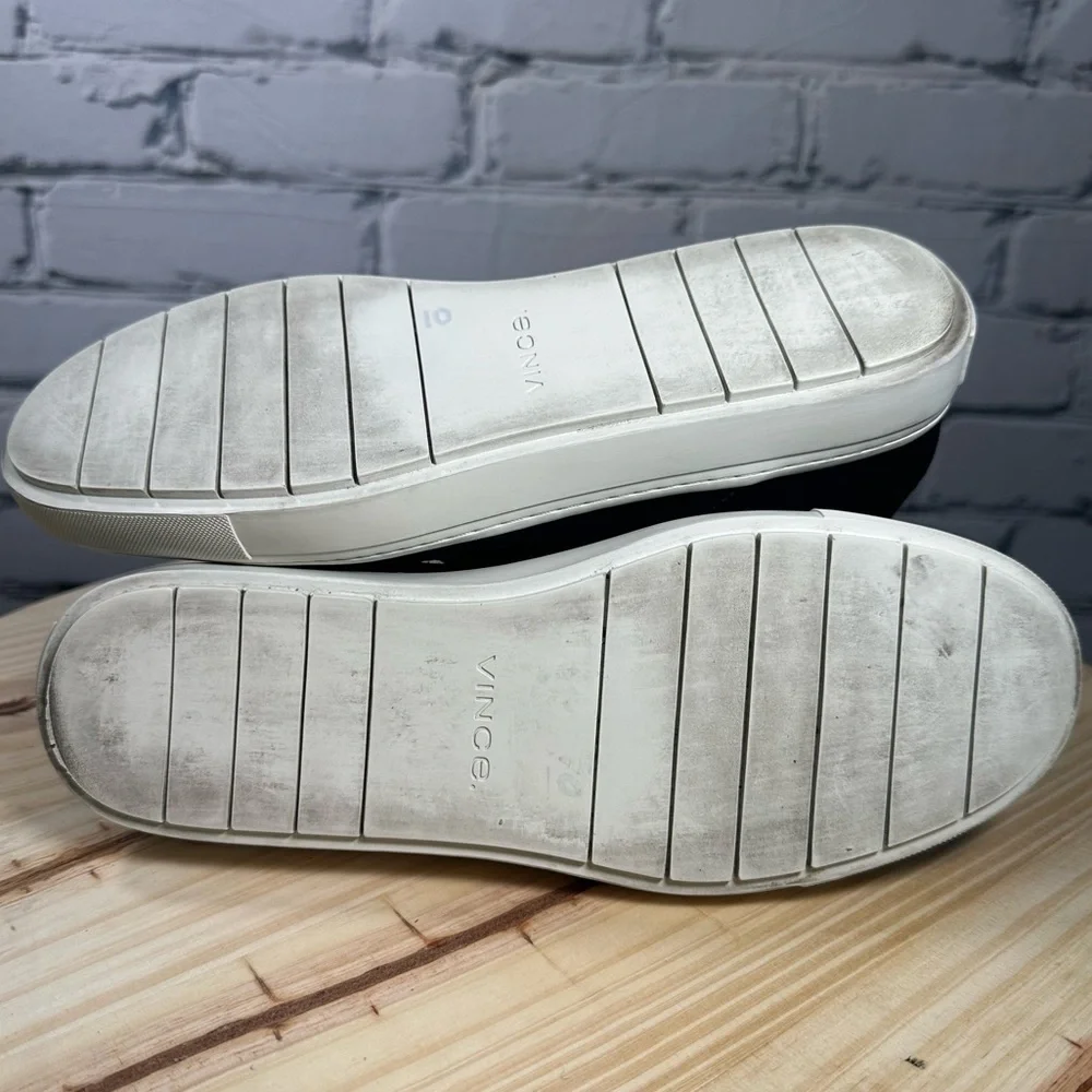 Vince Newlyn Suede High-Top Slip On Sneakers Black Size 7M $295 Old Money Luxury
